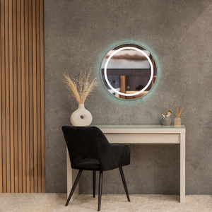 IP44 Round Bathroom Mirror Integrated LED Lights Touch Control and Demister Pad - Silver by ValueLights