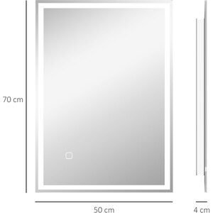 HOMCOM LED Bathroom Mirror with Lights Dimmable Touch Switch Hardwired - Silver by HOMCOM