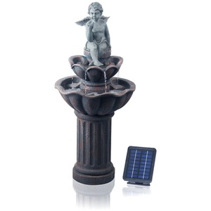 Minel Solar Powered Bird Bath and Water Feature - Brown by Primrose