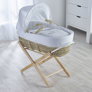 White Wish Upon A Star Moses Basket with Folding Stand Natural - White by Kinder Valley