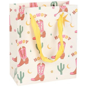 Cowboy Boot Print Gift Bag - Medium - 23x19cm by Kingsbury Gifts