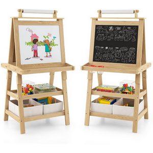 Children's Double-Sided Art Easel with Paper Roll by Costway
