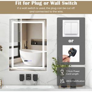 Bathroom LED Vanity Mirror - Silver by Costway