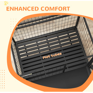 PawHut Heavy Duty Dog Crate on Wheels with Bowl Holder - Black / 74cm by PawHut