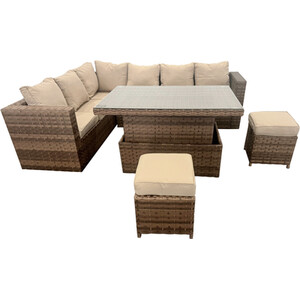 Carolina Adjustable Rattan Table Set - Dark Brown