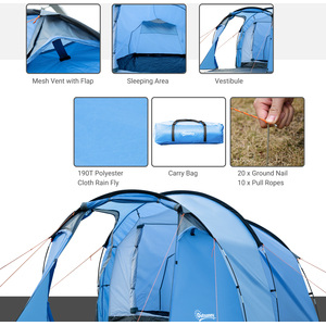 Outsunny 3 Person Weatherproof Tent - Blue by Outsunny
