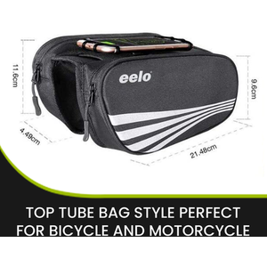 Eelo Bike Frame Bag with Phone Holder. Waterproof Bicycle Top Tube Bag. - Black by eelo