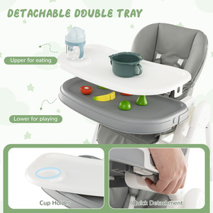 Baby High Chair Foldable Toddler Dining Chair - Grey by Costway