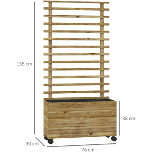 Outsunny Wooden Trellis Raised Bed Planter Box - Natural by Outsunny