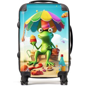Frog On A Beach Holiday Suitcase - Yellow / 52l by Warren Reed - Designer