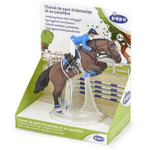 PAPO Horse and Ponies Jumping Horse with Riding Girl Toy Figure - Black by PAPO