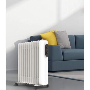 Oil Filled Electric Heater with Adjustable Thermostat - White / 51cm by Mylek