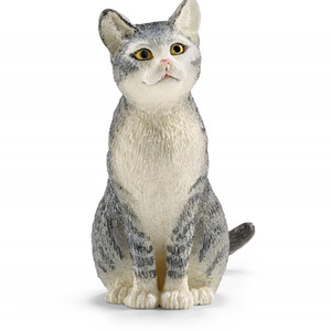 SCHLEICH Farm World Cat Sitting Toy Figure - 13771 - Grey by SCHLEICH