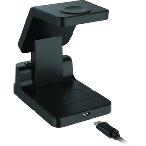 Asteria 4-in-1 Wireless Charging Station with Alarm Clock - Black by Groove