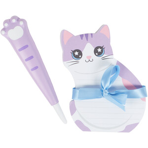 Dog or Cat Sticky Notes and Pen Set - Multicolour