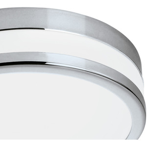 Eglo LED Palermo Bathroom Ceiling Light - Chrome And Satin Glass - Grey by EGLO