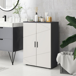 kleankin Small Bathroom Storage Cabinet with Doors and Shelves - Grey by kleankin
