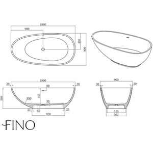 Huesca Freestanding Matt Stone Bath - White by Fino Stone