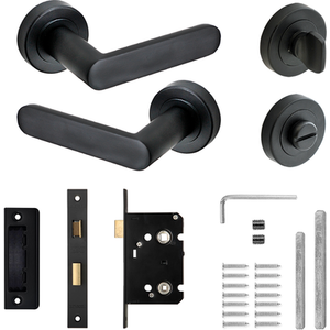 Echo Matt Black Bathroom Door Lever Handles - Bathroom Kit - Matt Black by DecorAndDecor