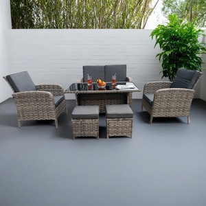 Dorchester 6 Piece Rattan Wicker Garden Dining Set - Grey by Madefor.living