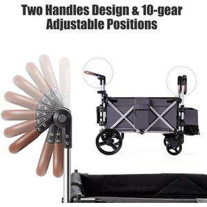 Push Pull Stroller Wagon with Adjustable Handle Bar - Grey by Costway