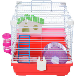 Pawhut Hamster Cage Small Pet Animal Travel Cage - Red and White by Pawhut