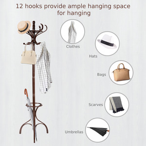 Costway Coat Rack Multifunction Coat Hanger-Brown - Brown by Costway