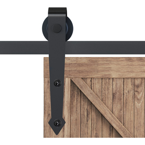 HOMCOM Sliding Barn Wood Door Kits - Brown by HOMCOM