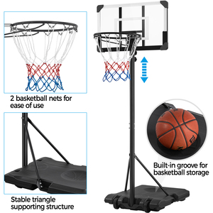 Basketball Hoop with PVC Backboard and Wheels - Black/White by Yaheetech
