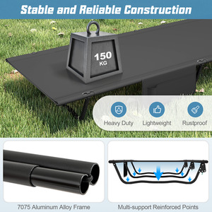 Portable Folding Camping Bed - Black by Costway