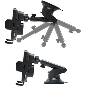 Universal Wireless Charging Phone Holder and Telescopic Mount - Black by PW3R