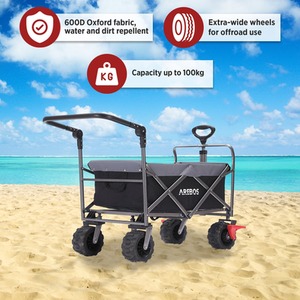 Hand Cart with Telescopic Push Bar - Foldable - Black by AREBOS