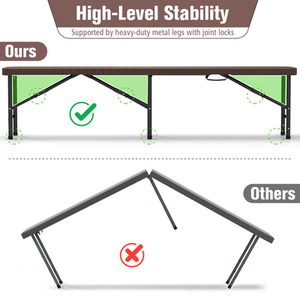 6FT Plastic Folding Bench Fold-in-Half Seat - Brown by Costway
