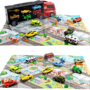 Transporter Truck Carrycase Play Set Including Accessories and Play Map - RED