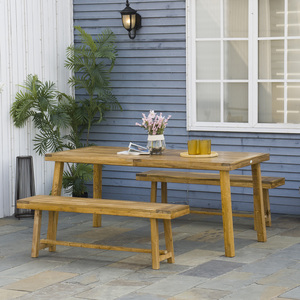 Outsunny 3 Pieces Acacia Wood Garden Dining Set - Natural by Outsunny