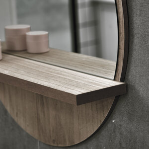 kleankin Round Bathroom Mirror with Shelf Wall Mounted Makeup Mirror by kleankin