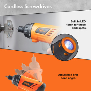 Cordless Hand Drill and Household Tool Kit - Black by VonHaus