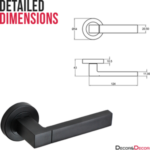 Lumina Matt Black Passage Door Lever Handles - Latch Kit - Matt Black by DecorAndDecor