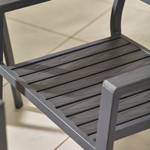 Dubai Outdoor 8 Seater Dining Set - Metal and Polywood, Modern Rustic Design - Grey by Furnitureboxuk