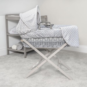Dimple Grey Wicker Moses Basket - Grey by Clair de Lune
