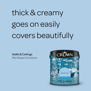 Crown Walls and Ceilings Mid Sheen Emulsion - Powder Blue / 2.5l by Crown Paints