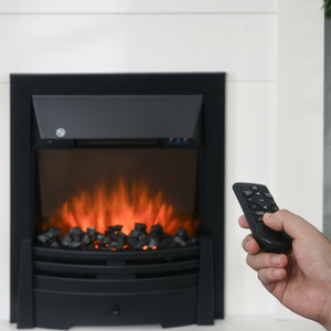 HOMCOM 1000W,2000W Electric Fire and Mantelpiece with LED Flames - White and black