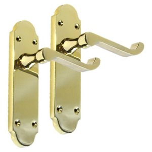 Epsom Door Handle Latch Victorian Scroll Lever - Polished Brass - Brass by Betley Butterfly