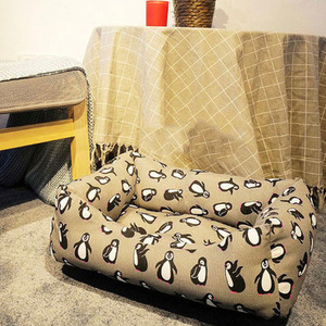 Fabric CAT Bed Penguins Pattern Grey by Bristar