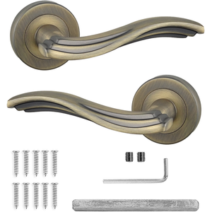 Solace Antique Brass Door Lever Handles On Rose - Pair of Handles - Antique Brass by DecorAndDecor