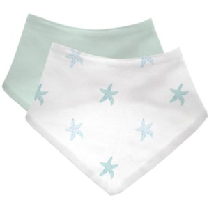 2 Pack Bandana Bibs - Starfish by Petite Piccolo
