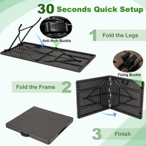 152 cm Portable Folding Picnic Table - Black by Costway