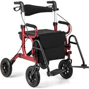 2-in-1 Foldable Rolling Walker Wheelchair Combo by Costway