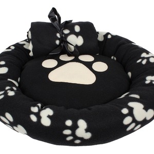 Black Paw Print Pet Bed with Blanket - Black / Yes by Dream Paws