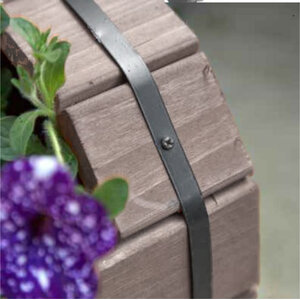 2 Tier Wood Barrel Planter with Trellis - Grey by Groundlevel
